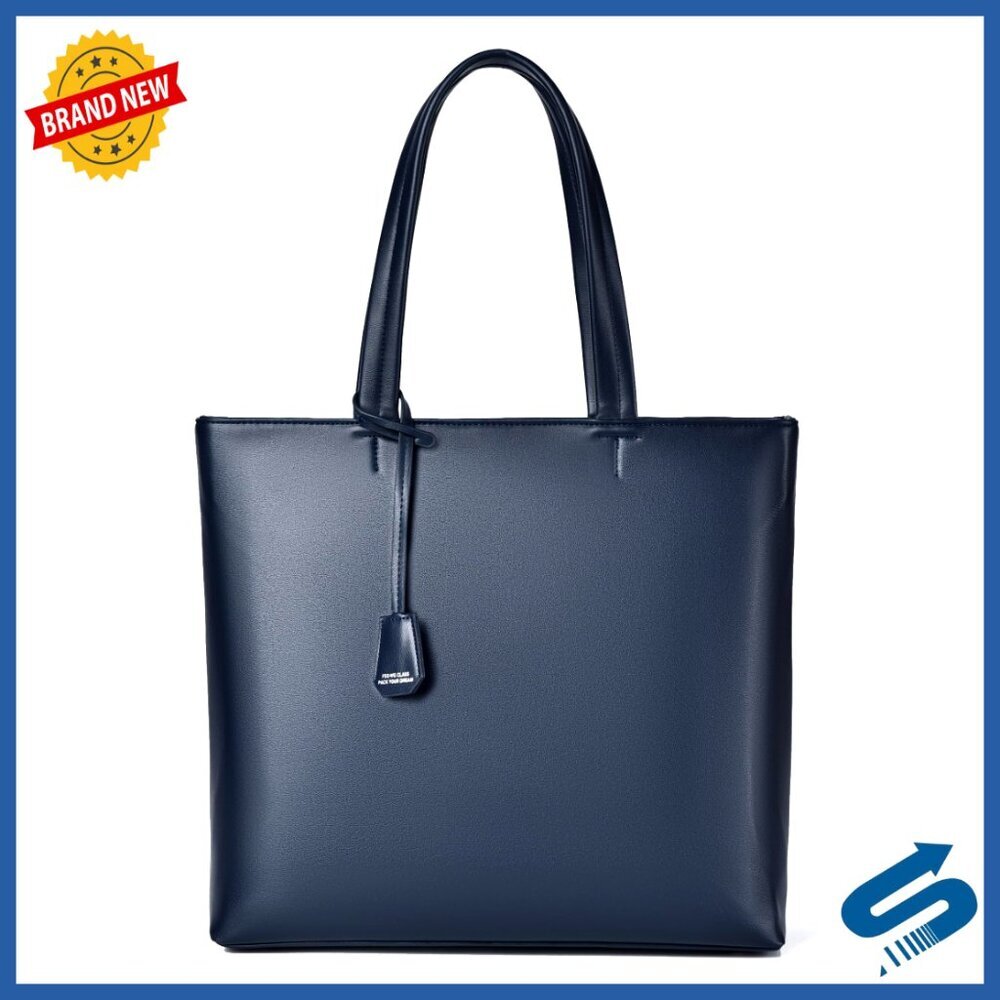 Large Leather Briefcase Tote Bag for Work School Business Laptop